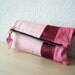 Leather Clutch in Italian Leather and Petal Pink Linen - Indie Patchwork Series
