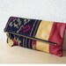 Leather Clutch in Italian Leather and Handwoven Ikat Fabric - Indie Patchwork Series