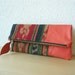 Ikat and Leather Clutch in Cow Leather and Handwoven Ikat Fabric - Indie Patchwork Series - NEW