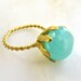 Cocktail Hour, Peruvian Chalcedony Floral Bloom Ring, Vintage Brass Size 6.5 or 7