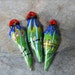 Handmade lampwork glass bead pendant set by Lori Lochner "Spring green pod talisman set"