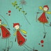 Clearance Sale - ONE YARD - LECIEN - Woodland by Natalie Lymer of Cinderberry Stitches - Aqua Turquoise Large Fairies - Japanese Import