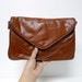 1970 vintage BROWN ENVELOPE leather clutch . shoulder bag