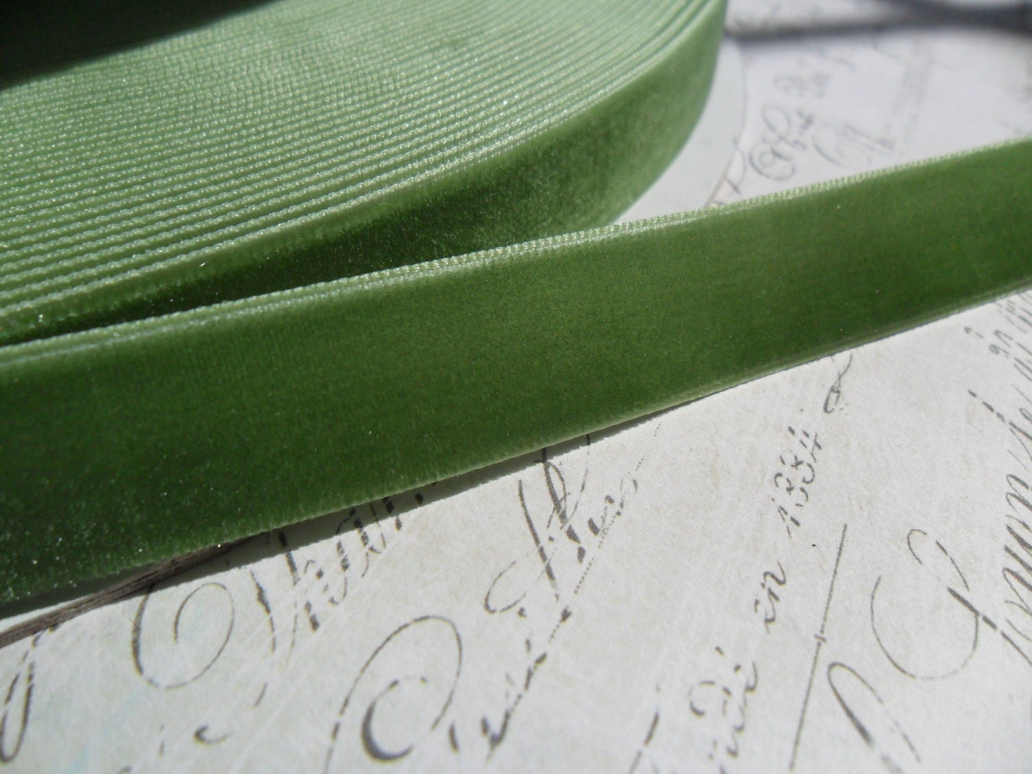 Moss Green 15 Inch Wide Velvet Ribbon