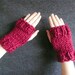 Tiger Paws - Knitted Fingerless Mitts in Chunky Cranberry