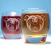 2 Sad Pug Dog etched rocks glasses