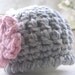Newborn Baby Girl Hat - gray and pink baby hat - grey and pink baby hat