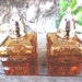Vintage 1970s Amber Glass Cube Salt and Pepper Shakers MOD Rust Sale