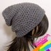 Slouchy Beanie Crochet Hat in Heather Grey