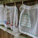 Vintage Half Apron - White Organdy with Green Eyelet Pocket Detail