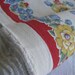 Roll of Vintage Linen Toweling - Red Border with Blue and Yellow Flowers