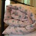 New Vintage Duvet Cover - Cotton Comforter and Blanket Cover - Tiny Blue Roses on Pink Cotton - New Twin Full Queen