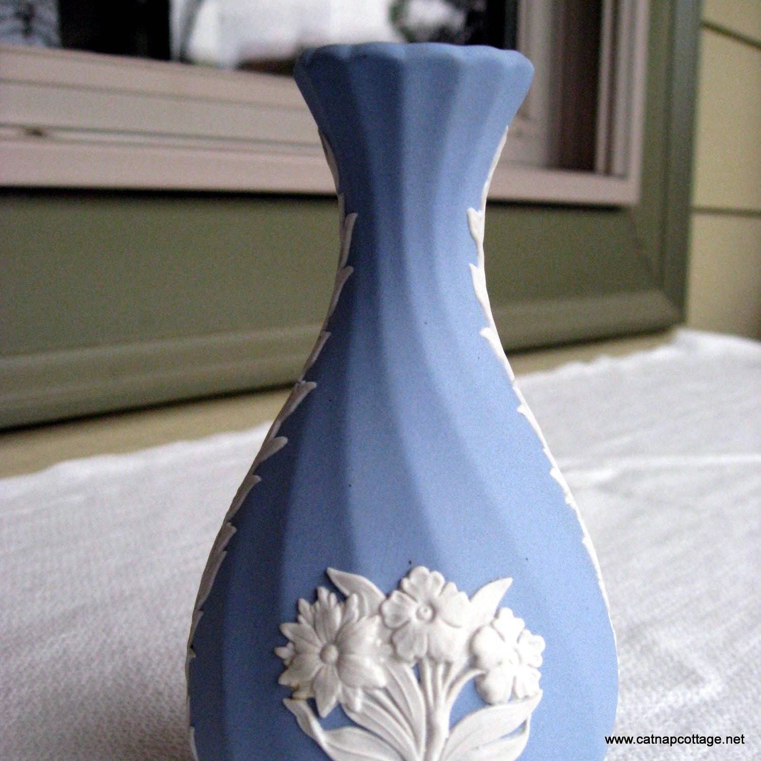 Sale Vintage Blue Wedgewood Vase Jasperware Bouquet