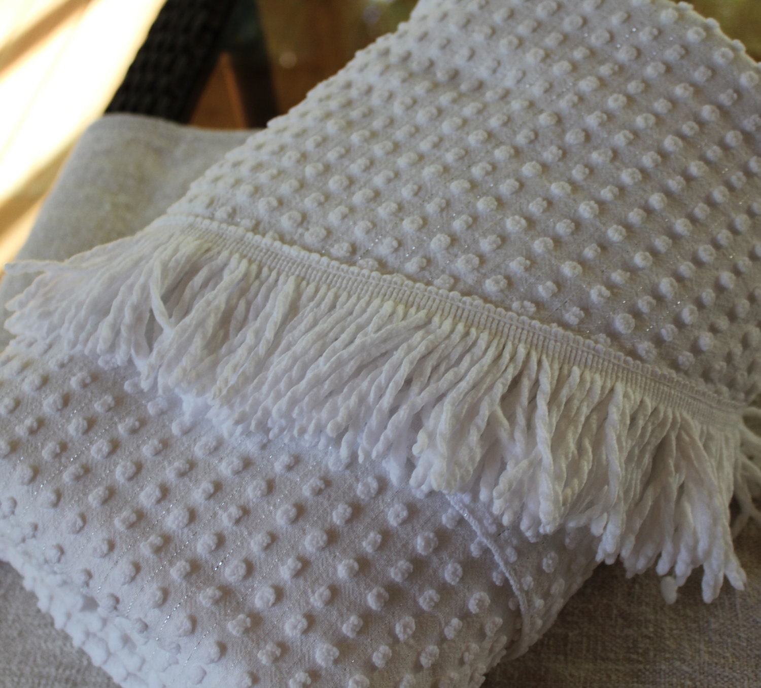 Vintage Chenille Bedspread Snowy White Jones Tufted