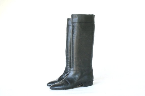 size 8.5 black Italian leather riding boots