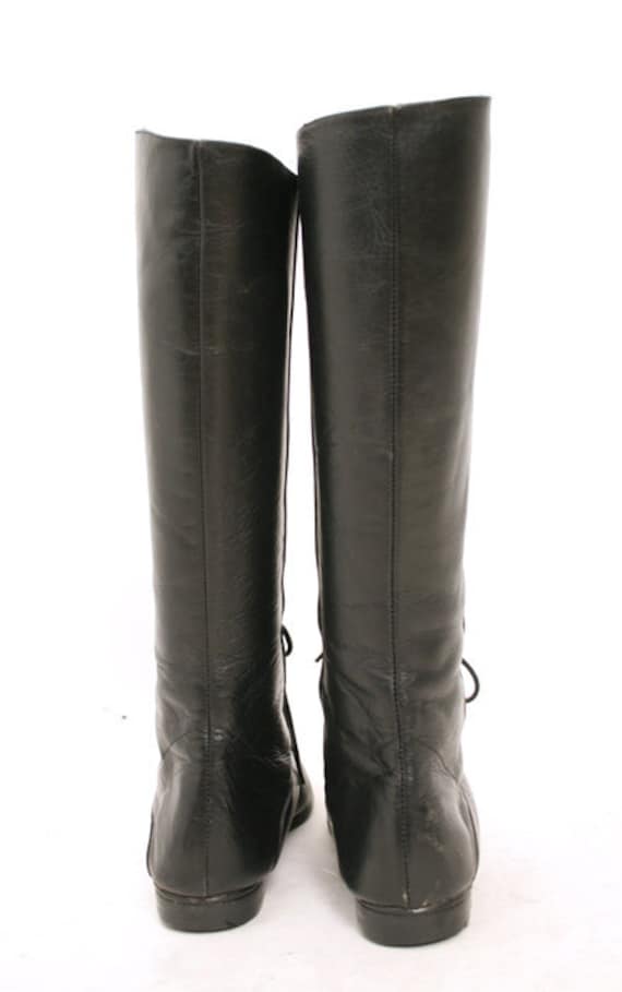 size 6 black leather lace up riding boots