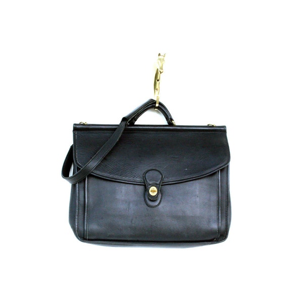 vintage COACH black leather briefcase