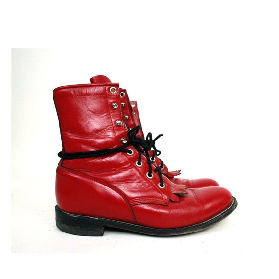 Size 7 Red Leather Justin Boots