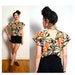 vintage cotton CUT OUT button up boxy top s m