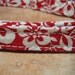 LAST ONE - Hawaii 5-0 Red Flower Fabric Organic Cotton SMALL Dog Collar - All Antique Brass Hardware