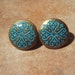 MIDDLE EASTERN MUSE Dainty Bronze Teal Scroll Stud Earrings - - Nickel Free and Gift Packaged