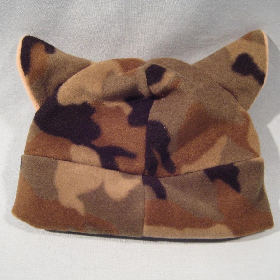 Camouflage Fuzzy Cat Ear Hat by FeralWorks on Etsy