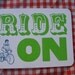 ride on letterpress printed postcard