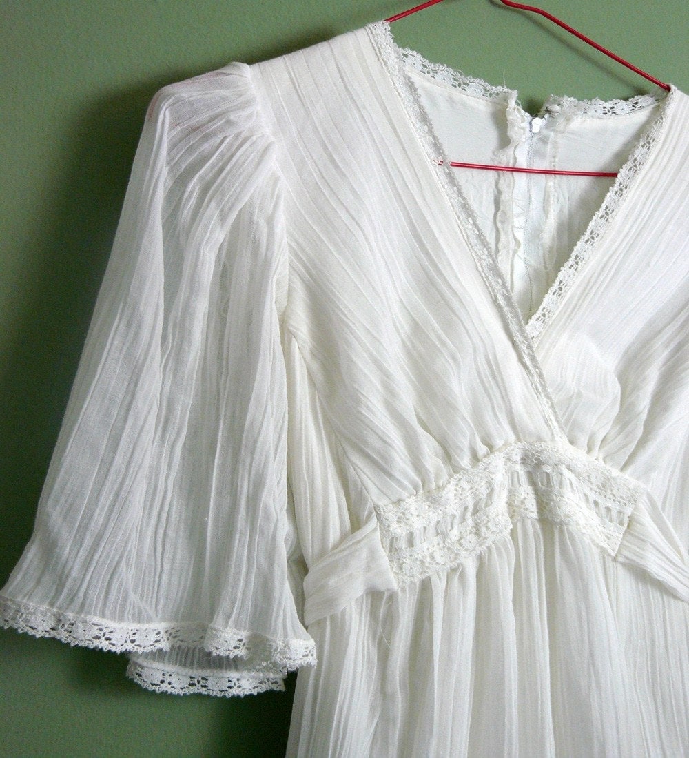 white peasant dress by PeddleTheoryVintage on Etsy
