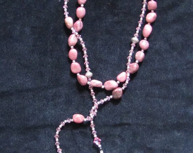Bolo Necklace * Beaded Bracelet * Rose Quartz Jewelry * Bolo Necklace * Swarovski Necklace