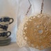 Crocheted Earrings, Lace, Handmade, Beige