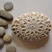 Crocheted Lace Stone, with Tiny Stitches, Beige Thread on Beige Stone, Handmade by Monicaj