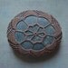 RESERVED Crocheted Lace Stone, Soft Brown Thread, Gray Stone, Handmade by Monicaj