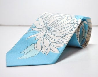 Men's Necktie Blue Chrysanthemum Boy's Tie