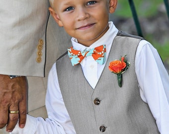 Bowtie for Little Boys Orange and Blue Damask