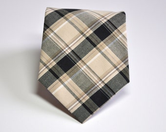 Tan Plaid Necktie for Men Boys Toddlers or Baby
