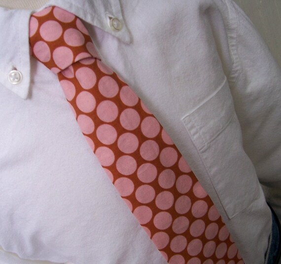 Items similar to Pink Necktie Big Polka Dot Boy's or Men's Tie on Etsy