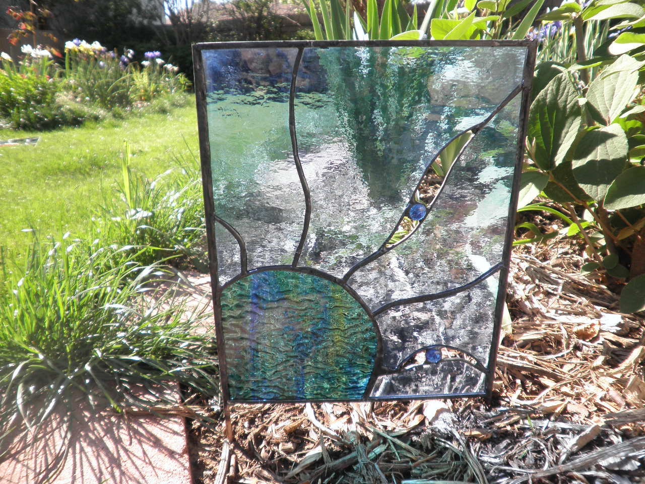 Stained Glass Garden Sculpture Earth Ejecta by FeralGlass on Etsy
