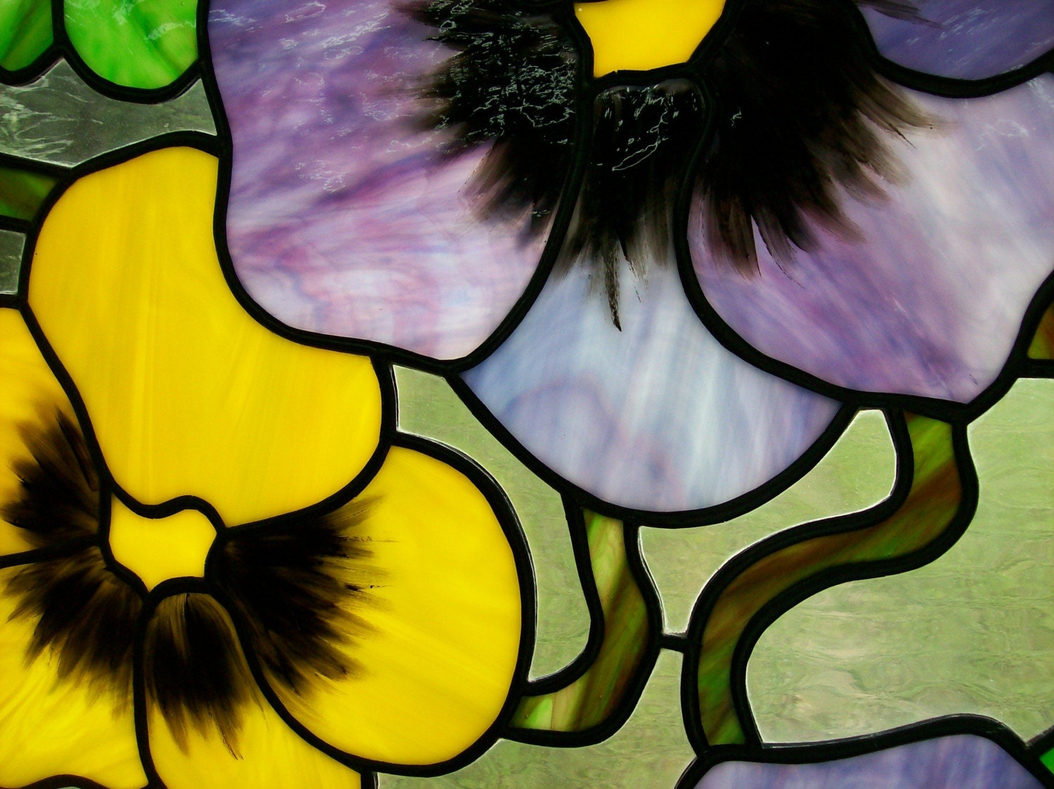 Pansy Stained Glass Panel