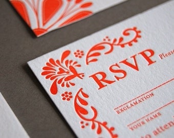 Mexican Tile - letterpress wedding invitation