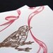 letterpress cards, bird with ribbon, set