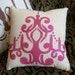 Decorative Pillow, Pink Chandelier, Cotton, Hand Stenciled, Shabby