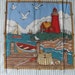 Reserved for Lori---Fabric - Lighthouse panels or squares on ticking stripe