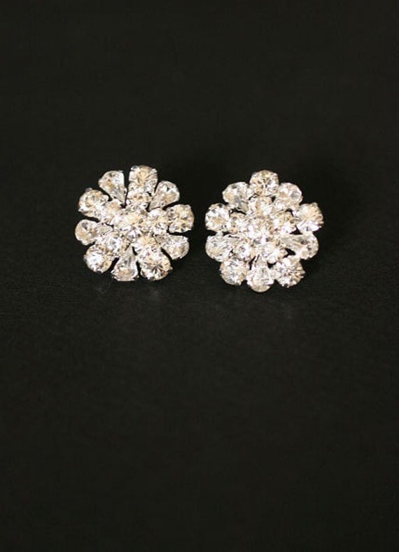 Items similar to Bridal Crystal Earrings, Rhinestone Earrings, Sterling ...