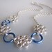 Blue Daisy Flower Chainmaille Necklace Handmade