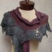 Shawl, Lace Shawl, hand knit purple and gray shawlette