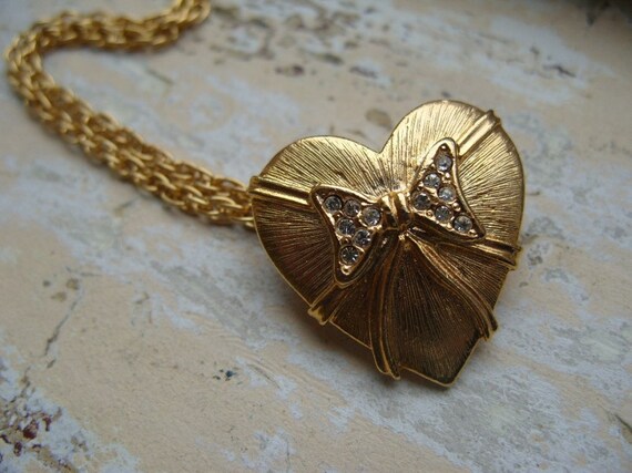 FREE SHIPPING Vintage Heart Necklace and Brooch in One