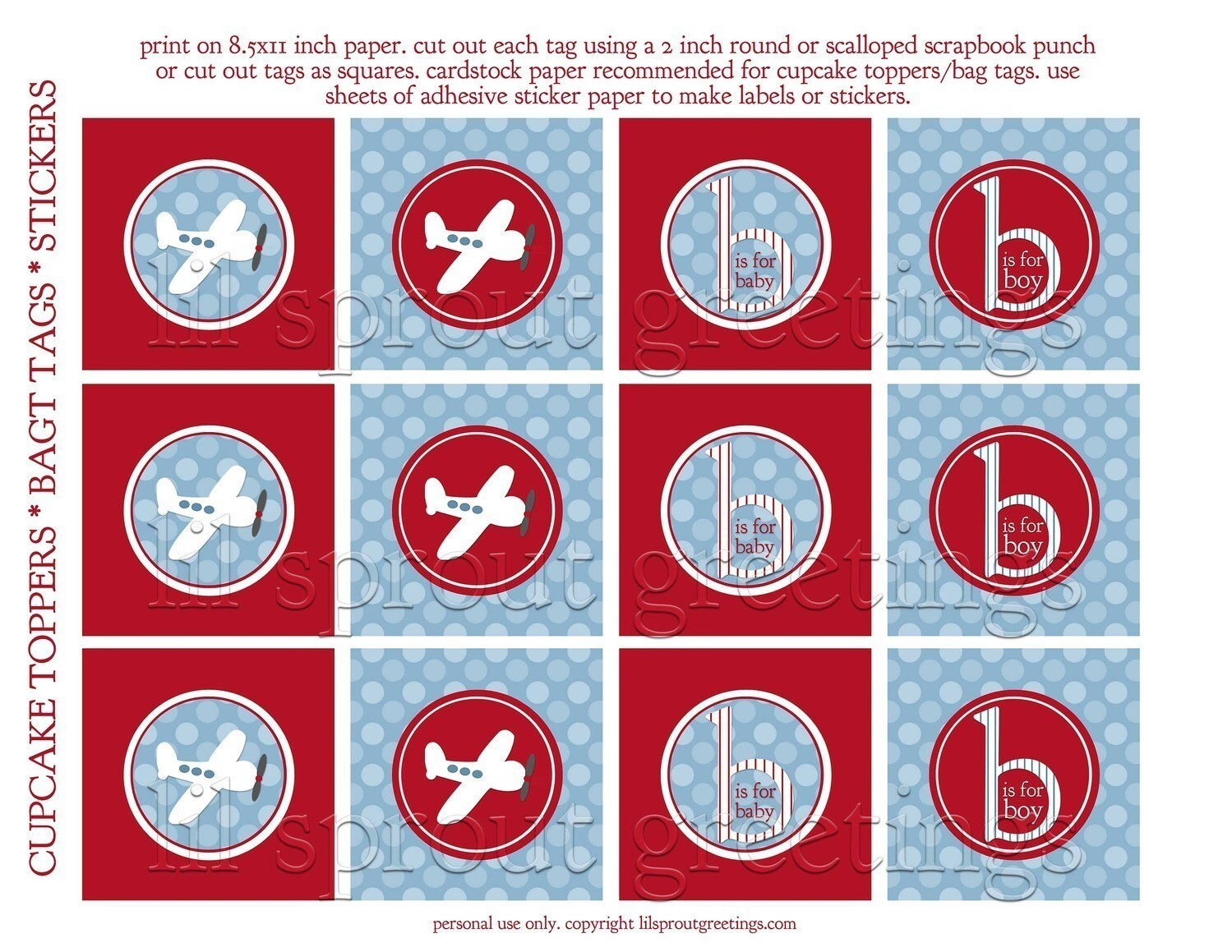 Airplane Baby Shower Printable Decorations Instant Download