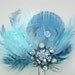 Baby Blue Feather and Rhinestone Fascinator Comb Bridal Wedding Hair Piece