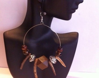 African Inspired Beaded hoop earrings
