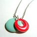 The Red Sea... Red and Blue Metal Epoxy Enameled Pendant Drops with Chain..comes with Gift Tin...on sale